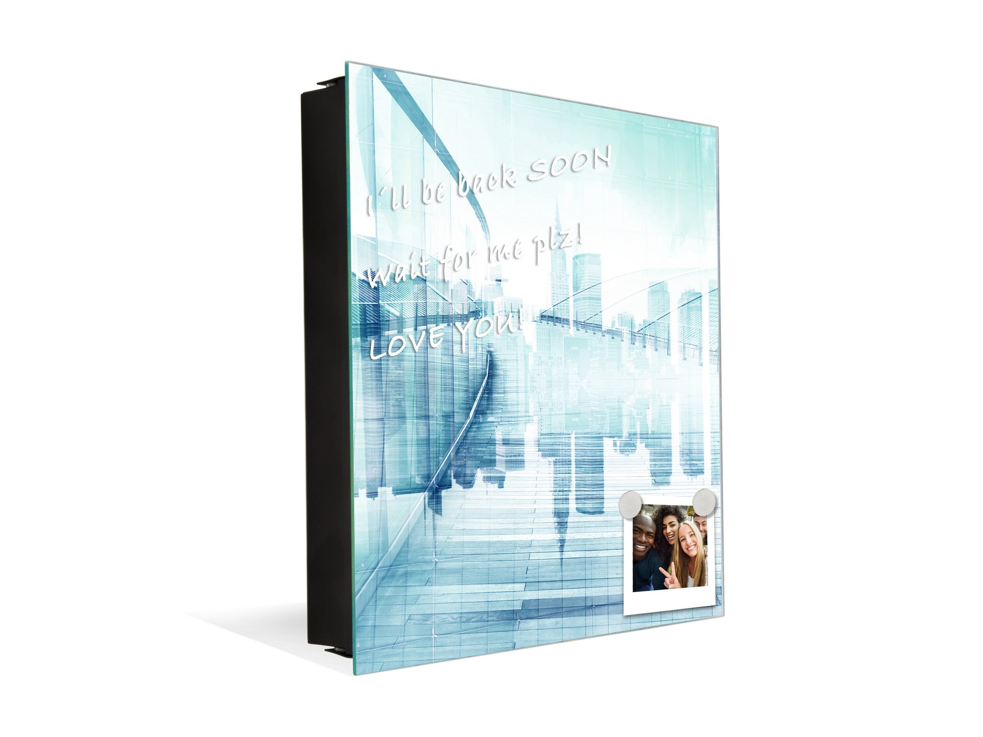 Wall Mounted Key Holder and Magnetic Dry-Erase Glass Board KN19  Miscellaneous Series : Abstract cityscape 1