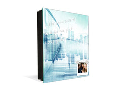 Wall Mounted Key Holder and Magnetic Dry-Erase Glass Board KN19  Miscellaneous Series : Abstract cityscape 1