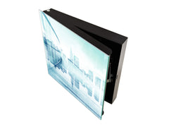 Wall Mounted Key Holder and Magnetic Dry-Erase Glass Board KN19  Miscellaneous Series : Abstract cityscape 1
