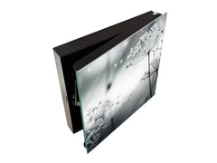 Decorative Key Box with Magnetic Glass Memo Board - Tempered Glass Wall Art - KN21 Abstract Concepts Series 1 : Winter Flower Scene
