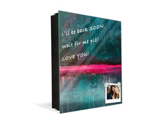 Key Cabinet with Glass Dry-Erase Board – Elegant Key Storage for Home, Office & Airbnb – Magnetic Glass Whiteboard & Key Holder – KN22 Modern Art Series : Neon Night