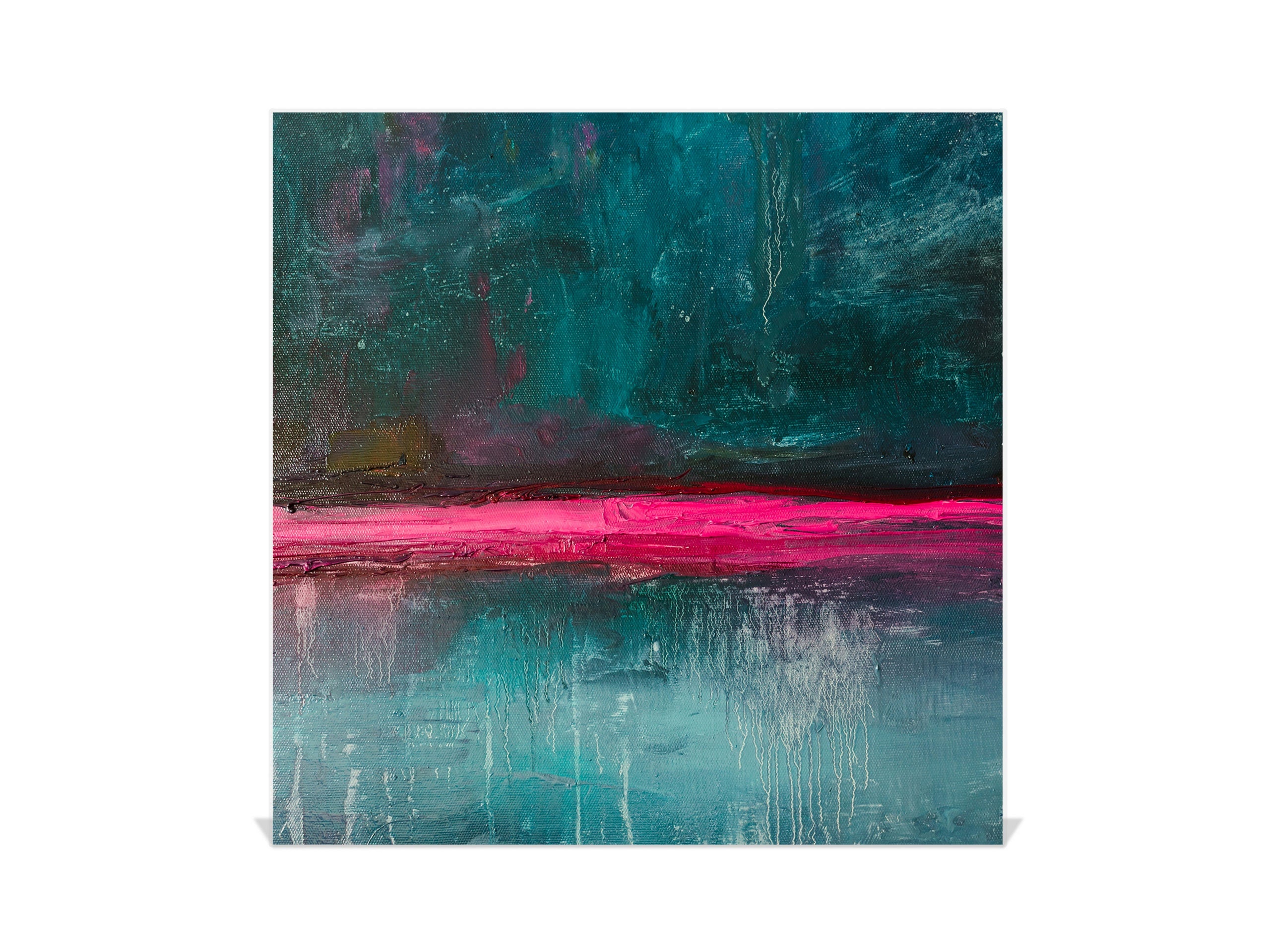 Key Cabinet with Glass Dry-Erase Board – Elegant Key Storage for Home, Office & Airbnb – Magnetic Glass Whiteboard & Key Holder – KN22 Modern Art Series : Neon Night