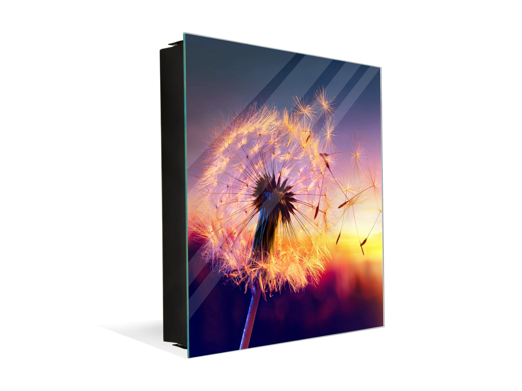 Decorative Key Box with Magnetic Glass Dry-Erase Board KN14 Nature series : Sunset dandelion