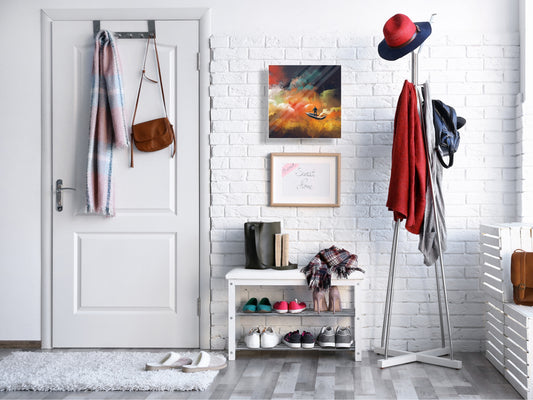 Wall-Mounted Key Storage and Decorative Dry-Erase Board Combo - KN20 Colorful Illustrations Series : Sailing through the Dreams