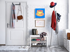 Key Storage Box with Magnetic Glass Whiteboard – Sleek Wall-Mounted Organizer – Magnetic Dry-Erase Key Holder – Decorative Key Organizer for Entryways & Offices – KN24 Pop Art Series : Pop Art Cup of Coffee 2