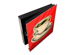 Key Storage Box with Magnetic Glass Whiteboard – Sleek Wall-Mounted Organizer – Magnetic Dry-Erase Key Holder – Decorative Key Organizer for Entryways & Offices – KN24 Pop Art Series : Pop Art Cup of Coffee 3