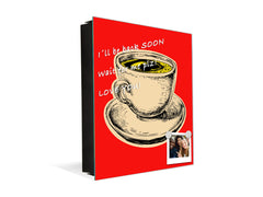 Key Storage Box with Magnetic Glass Whiteboard – Sleek Wall-Mounted Organizer – Magnetic Dry-Erase Key Holder – Decorative Key Organizer for Entryways & Offices – KN24 Pop Art Series : Pop Art Cup of Coffee 3