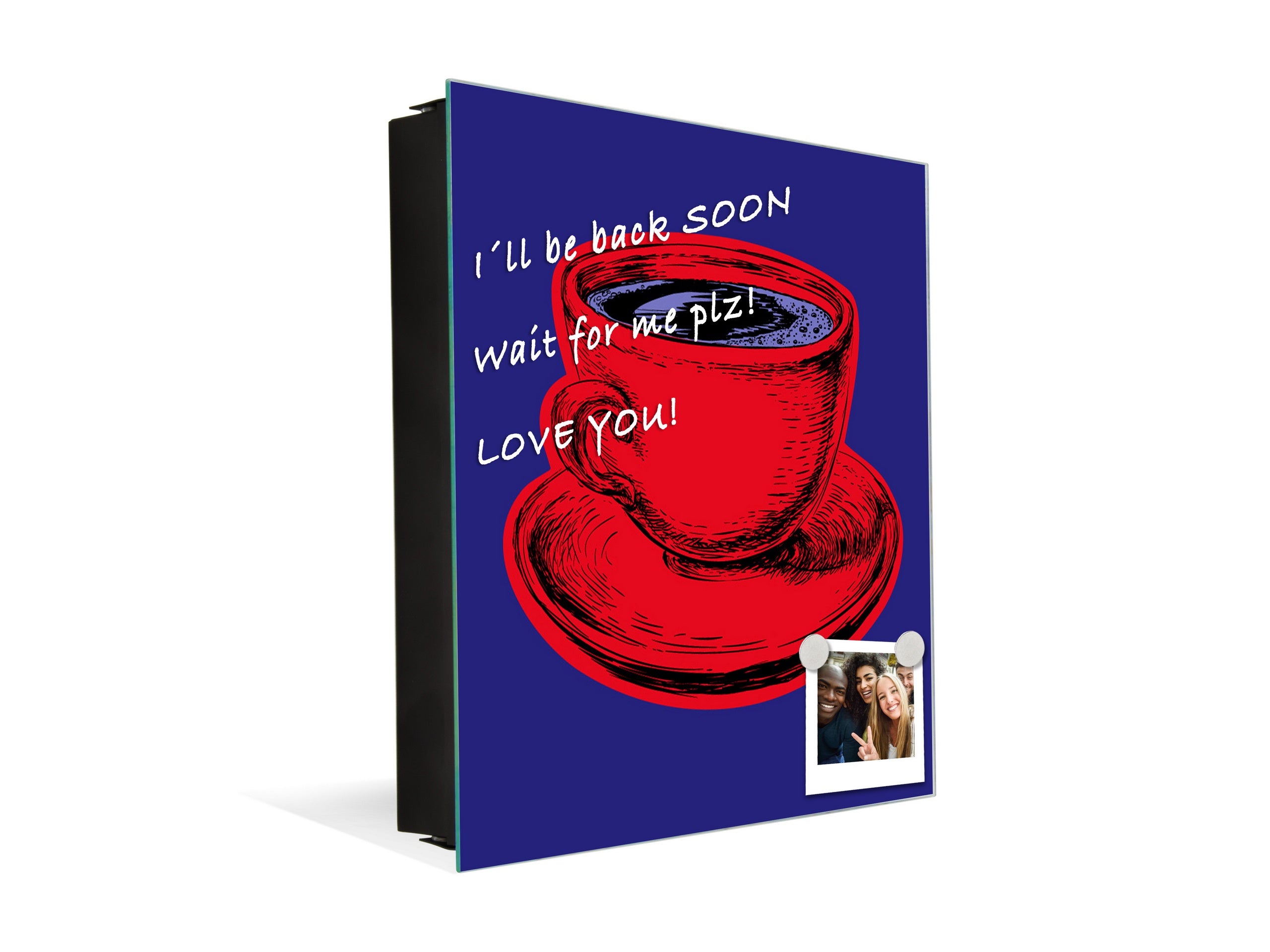 Key Storage Box with Magnetic Glass Whiteboard – Sleek Wall-Mounted Organizer – Magnetic Dry-Erase Key Holder – Decorative Key Organizer for Entryways & Offices – KN24 Pop Art Series : Pop Art Cup of Coffee 4