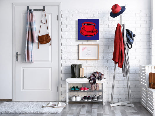 Key Storage Box with Magnetic Glass Whiteboard – Sleek Wall-Mounted Organizer – Magnetic Dry-Erase Key Holder – Decorative Key Organizer for Entryways & Offices – KN24 Pop Art Series : Pop Art Cup of Coffee 4