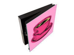 Key Storage Box with Magnetic Glass Whiteboard – Sleek Wall-Mounted Organizer – Magnetic Dry-Erase Key Holder – Decorative Key Organizer for Entryways & Offices – KN24 Pop Art Series : Pop Art Cup of Coffee 5