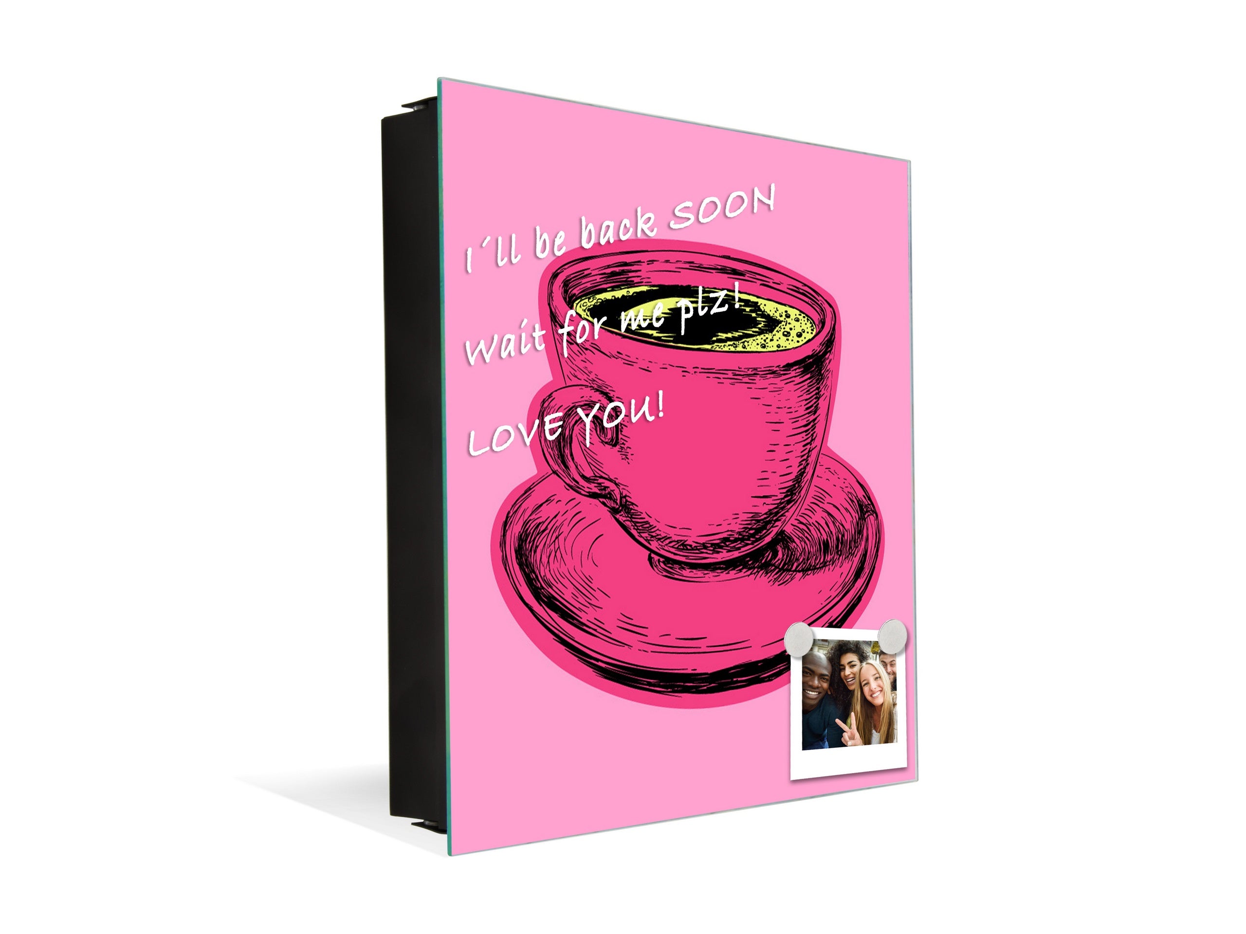 Key Storage Box with Magnetic Glass Whiteboard – Sleek Wall-Mounted Organizer – Magnetic Dry-Erase Key Holder – Decorative Key Organizer for Entryways & Offices – KN24 Pop Art Series : Pop Art Cup of Coffee 5