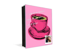 Key Storage Box with Magnetic Glass Whiteboard – Sleek Wall-Mounted Organizer – Magnetic Dry-Erase Key Holder – Decorative Key Organizer for Entryways & Offices – KN24 Pop Art Series : Pop Art Cup of Coffee 5