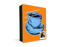 Key Storage Box with Magnetic Glass Whiteboard – Sleek Wall-Mounted Organizer – Magnetic Dry-Erase Key Holder – Decorative Key Organizer for Entryways & Offices – KN24 Pop Art Series : Pop Art Cup of Coffee 6