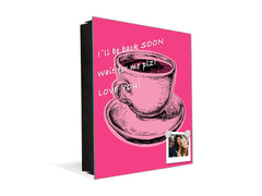 Key Storage Box with Magnetic Glass Whiteboard – Sleek Wall-Mounted Organizer – Magnetic Dry-Erase Key Holder – Decorative Key Organizer for Entryways & Offices – KN24 Pop Art Series : Pop Art Cup of Coffee 1