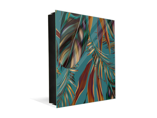 Key Cabinet Storage Box with Frameless Glass White Board KN16 Textures Series : Tropical wallpaper 1