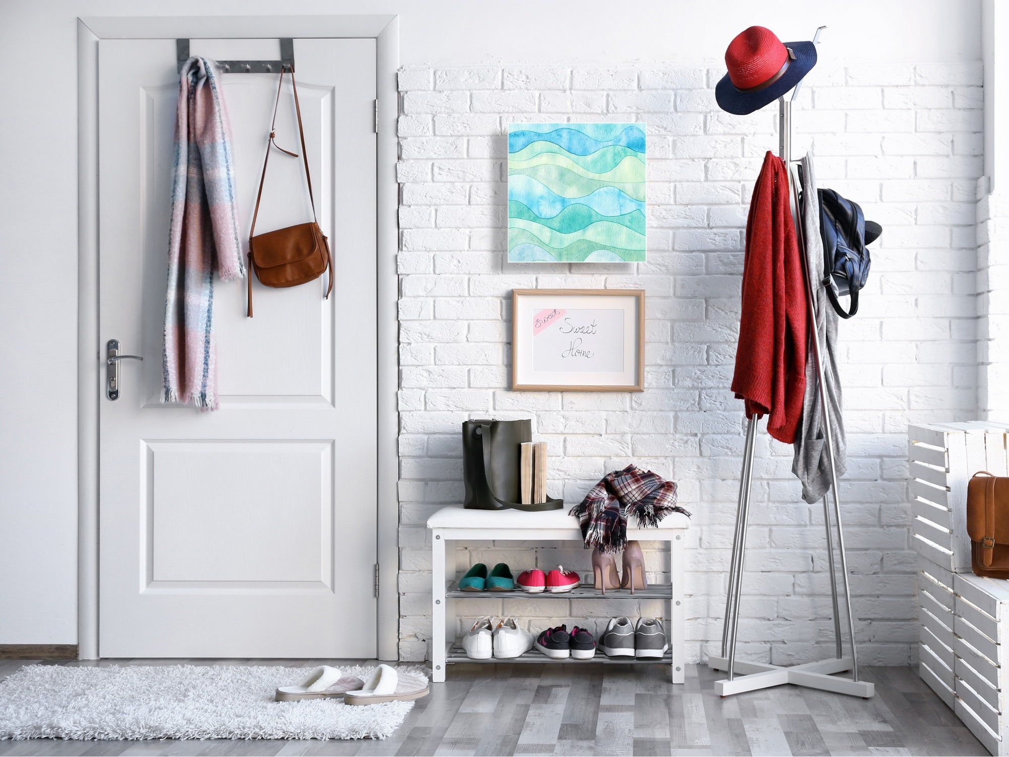 Wall Mount Key Box together with Decorative Dry Erase Board KN15 Art Series : Watercolour waves