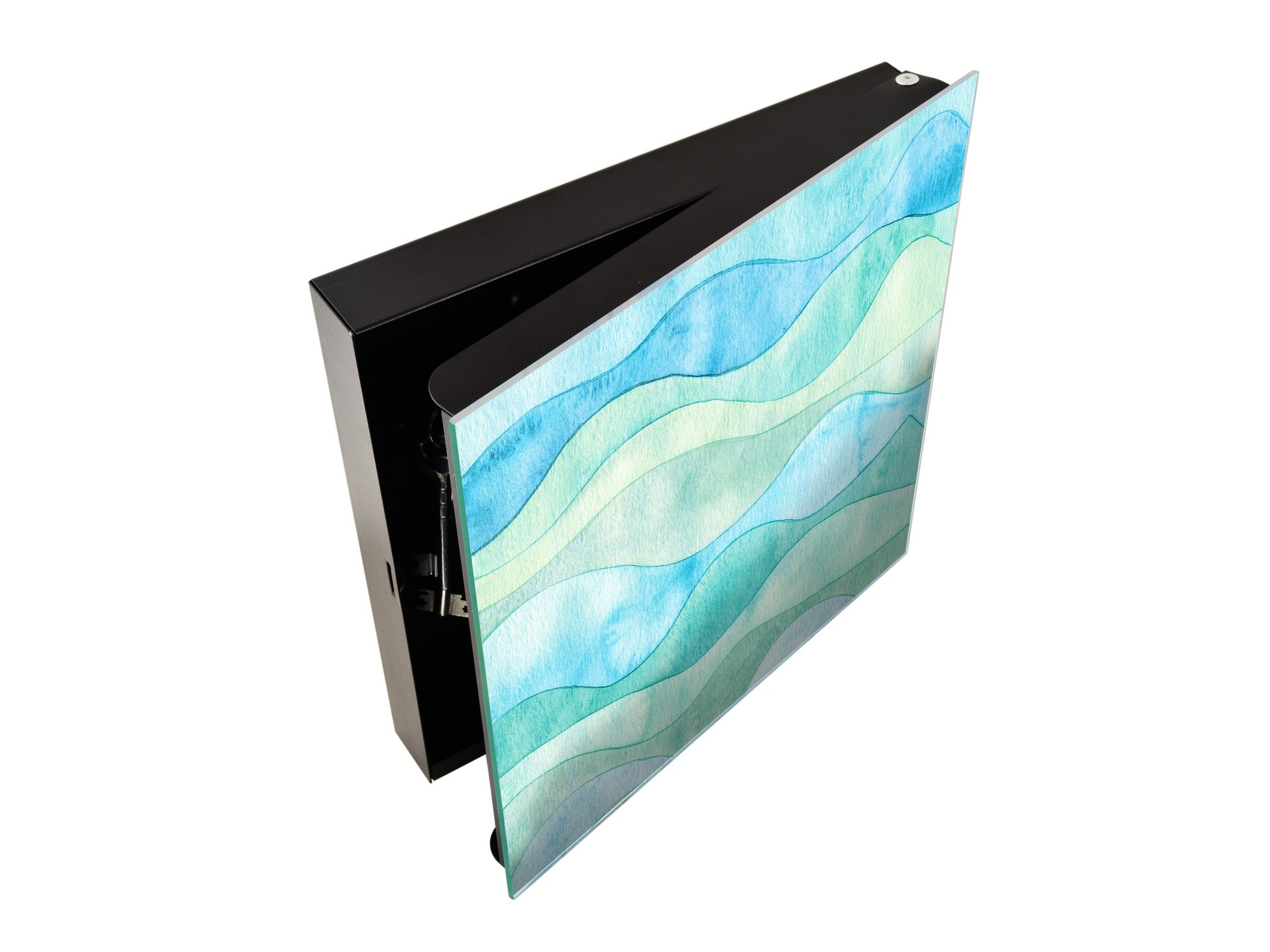 Wall Mount Key Box together with Decorative Dry Erase Board KN15 Art Series : Watercolour waves