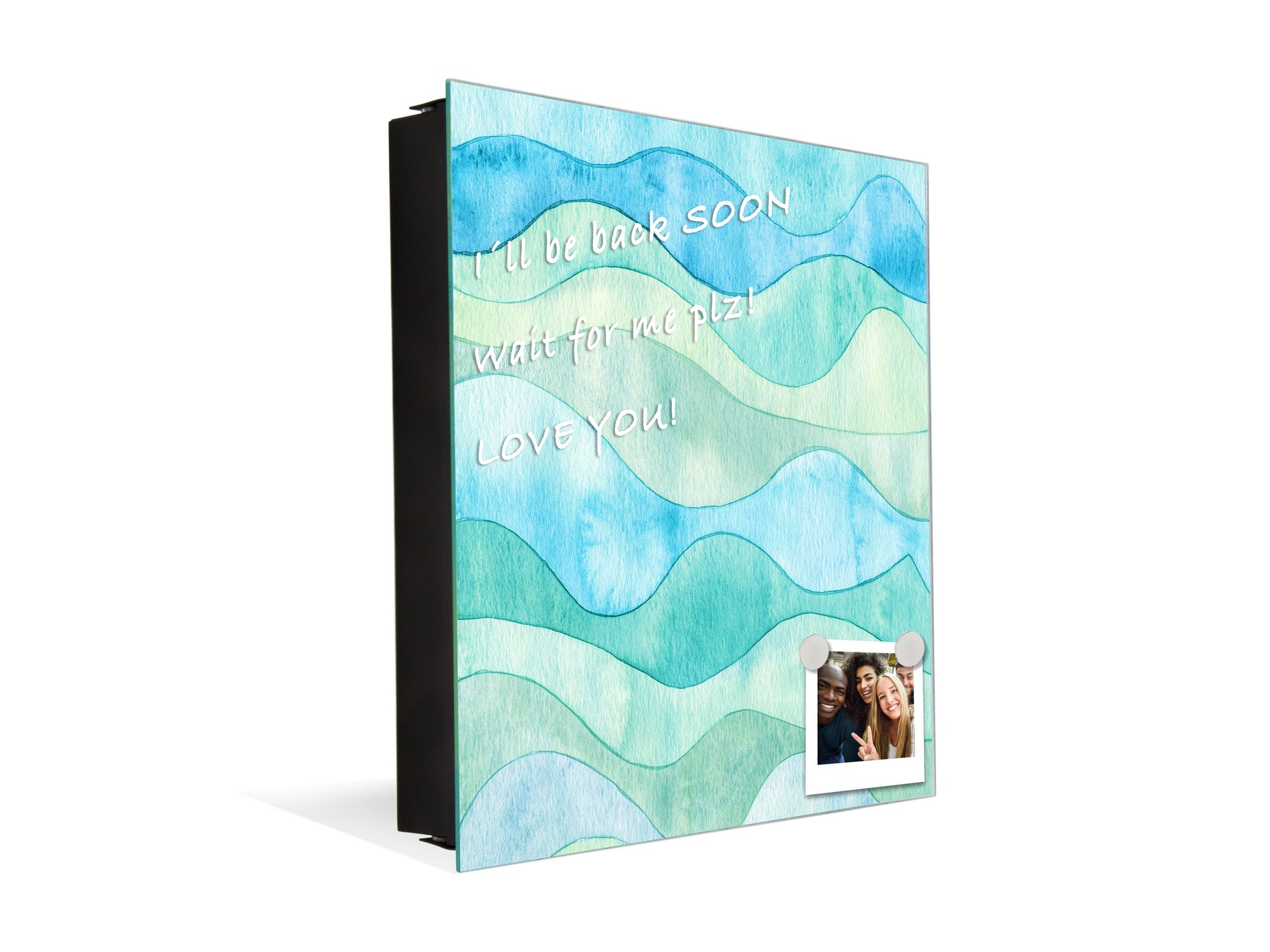 Wall Mount Key Box together with Decorative Dry Erase Board KN15 Art Series : Watercolour waves