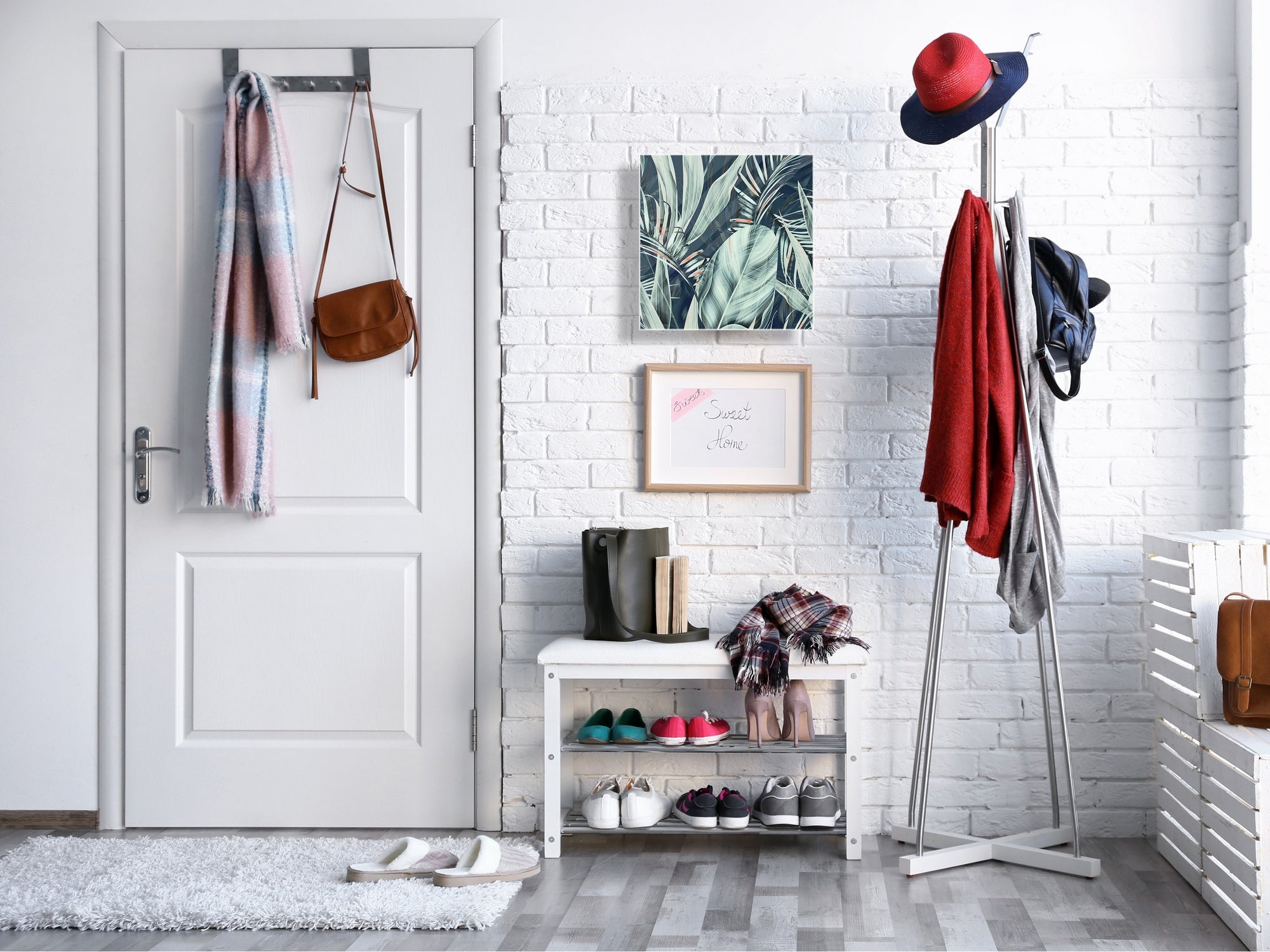 Key Cabinet Storage Box with Frameless Glass White Board KN16 Textures Series : Tropical wallpaper 2