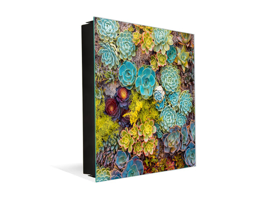 Decorative Key Box with Magnetic Glass Dry-Erase Board KN14 Nature series : Rock garden 1