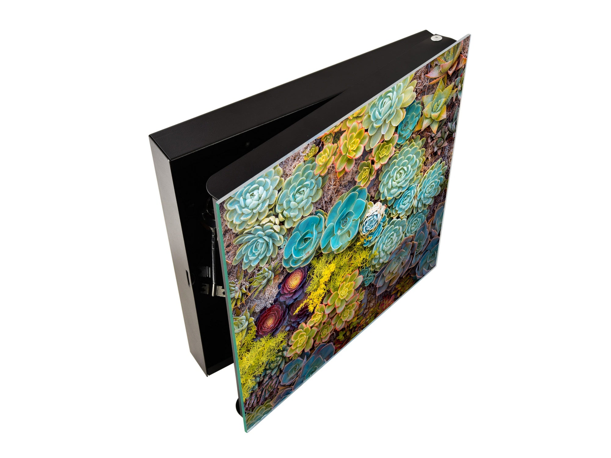 Decorative Key Box with Magnetic Glass Dry-Erase Board KN14 Nature series : Rock garden 1