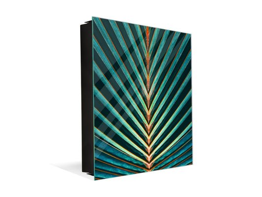 Decorative Key Box with Magnetic Glass Dry-Erase Board KN14 Nature series : Palm leaf