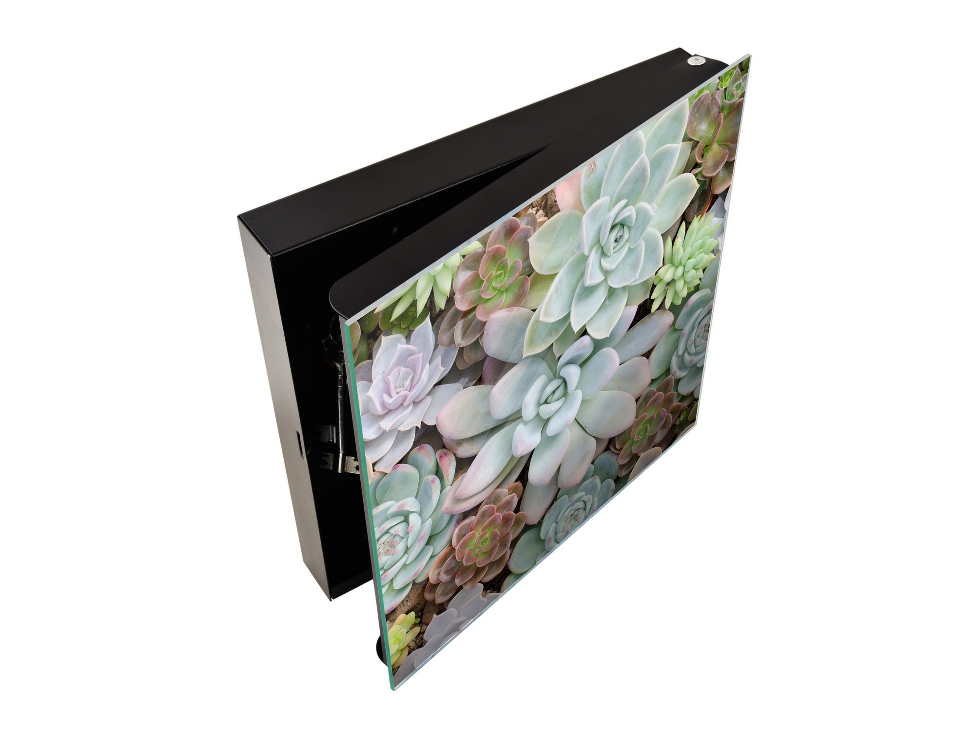 Decorative Key Box with Magnetic Glass Dry-Erase Board KN14 Nature series : Rock garden 2