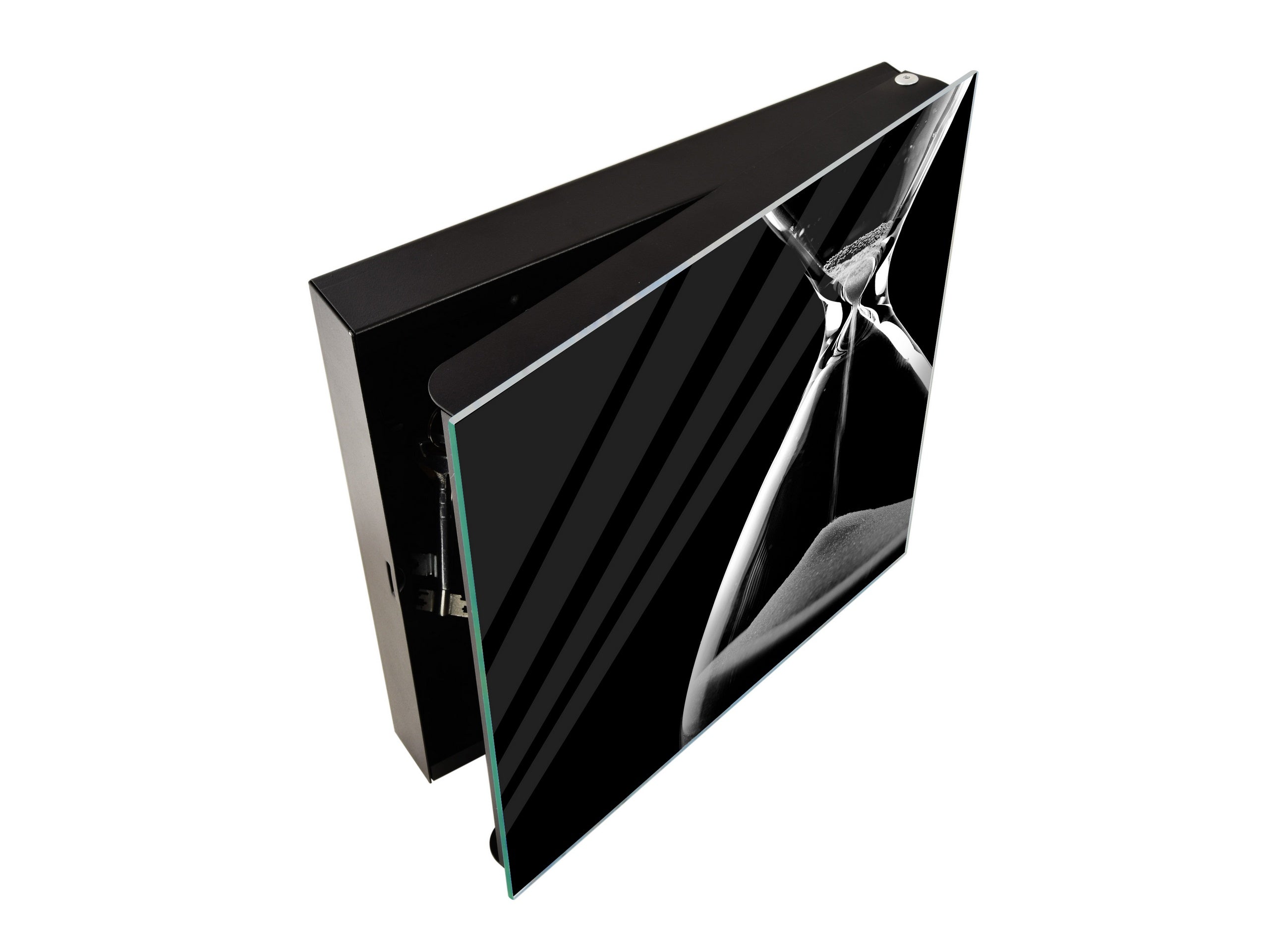 Decorative Key Box with Magnetic Glass Memo Board - Tempered Glass Wall Art - KN21 Abstract Concepts Series 1 : Hourglass in the Void