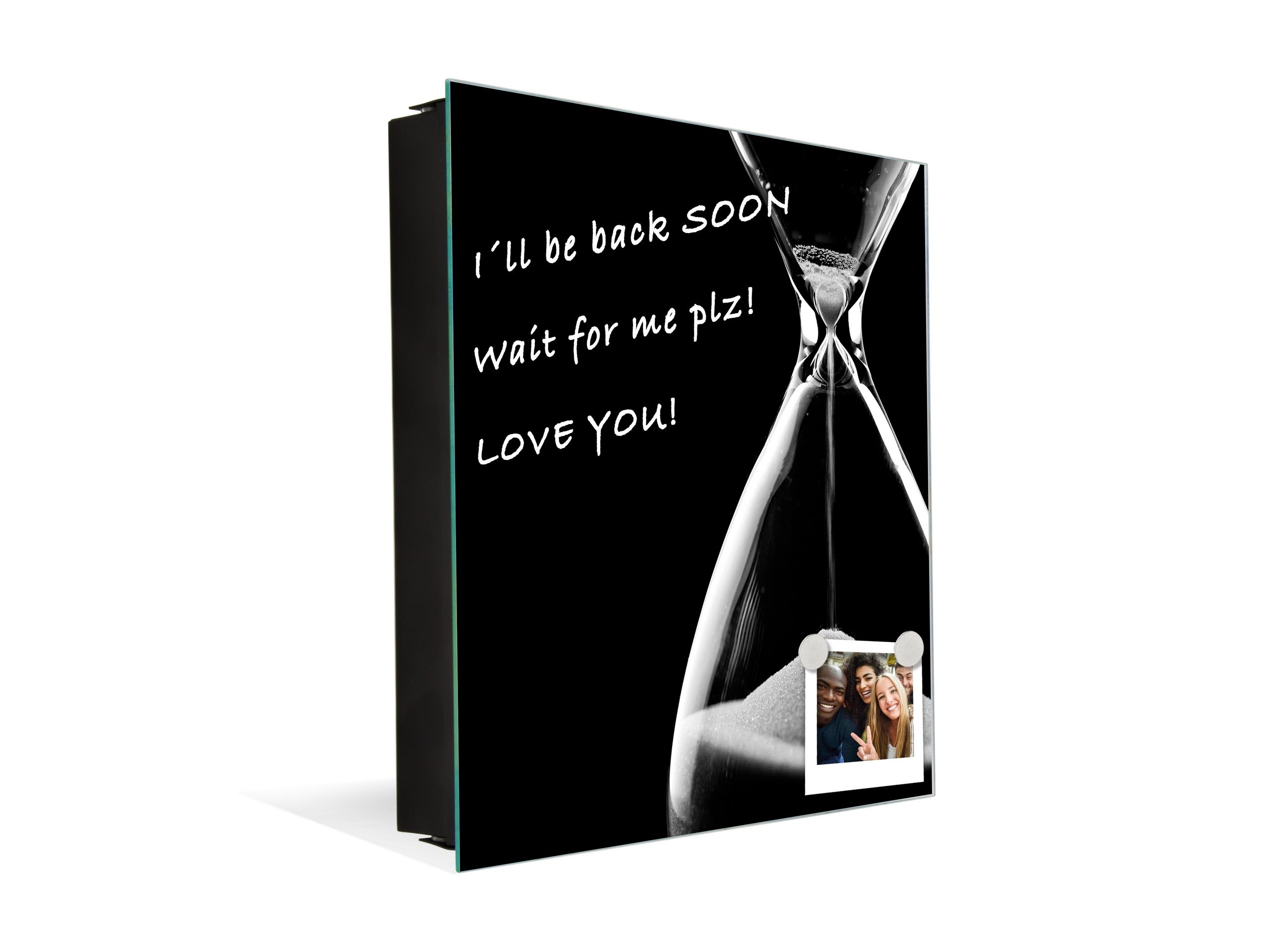 Decorative Key Box with Magnetic Glass Memo Board - Tempered Glass Wall Art - KN21 Abstract Concepts Series 1 : Hourglass in the Void