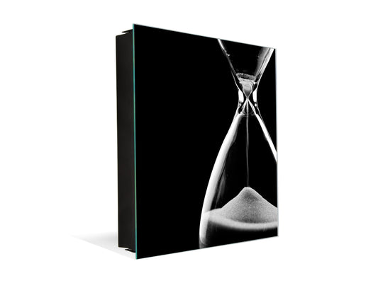 Decorative Key Box with Magnetic Glass Memo Board - Tempered Glass Wall Art - KN21 Abstract Concepts Series 1 : Hourglass in the Void