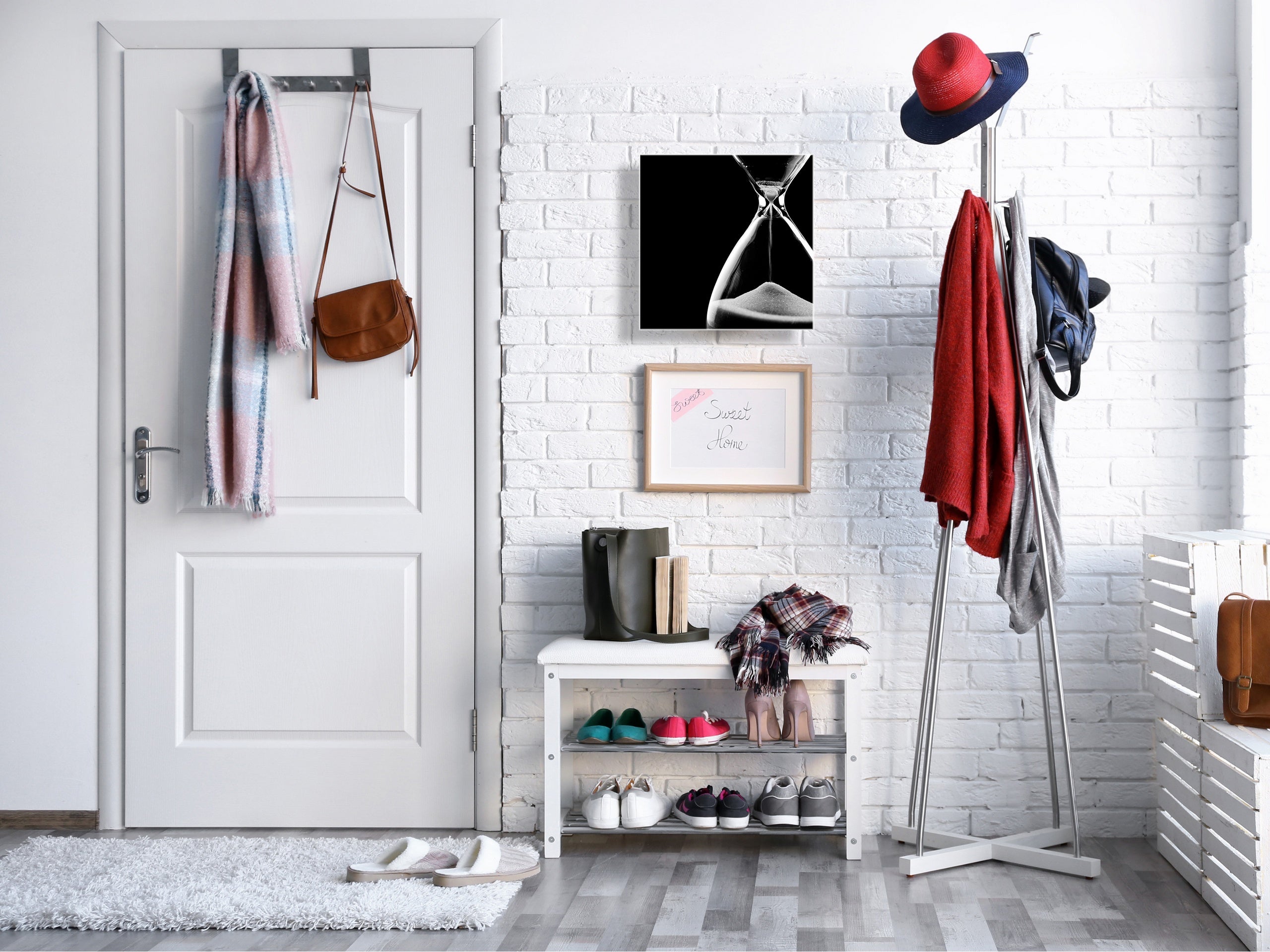 Decorative Key Box with Magnetic Glass Memo Board - Tempered Glass Wall Art - KN21 Abstract Concepts Series 1 : Hourglass in the Void