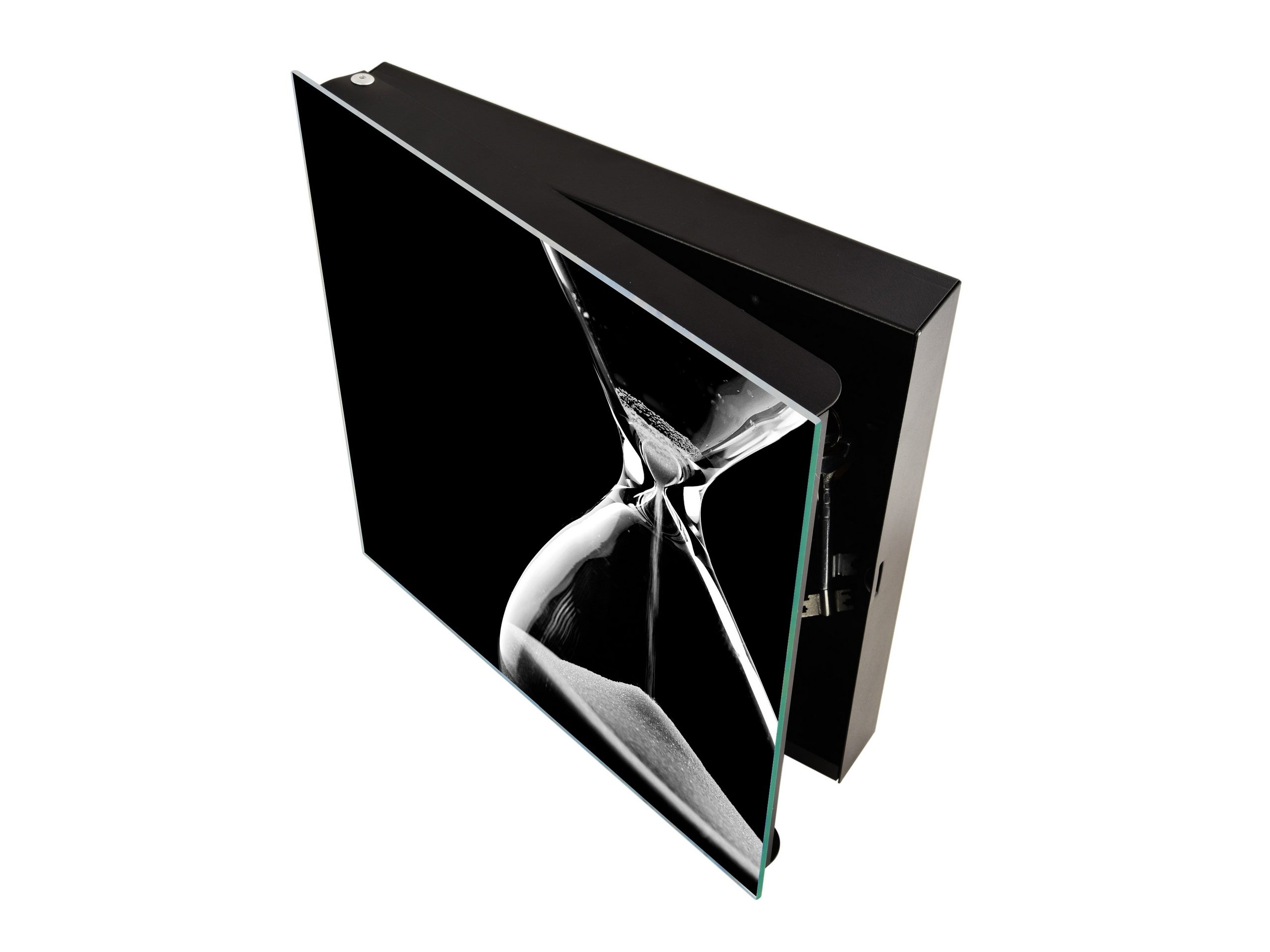 Decorative Key Box with Magnetic Glass Memo Board - Tempered Glass Wall Art - KN21 Abstract Concepts Series 1 : Hourglass in the Void