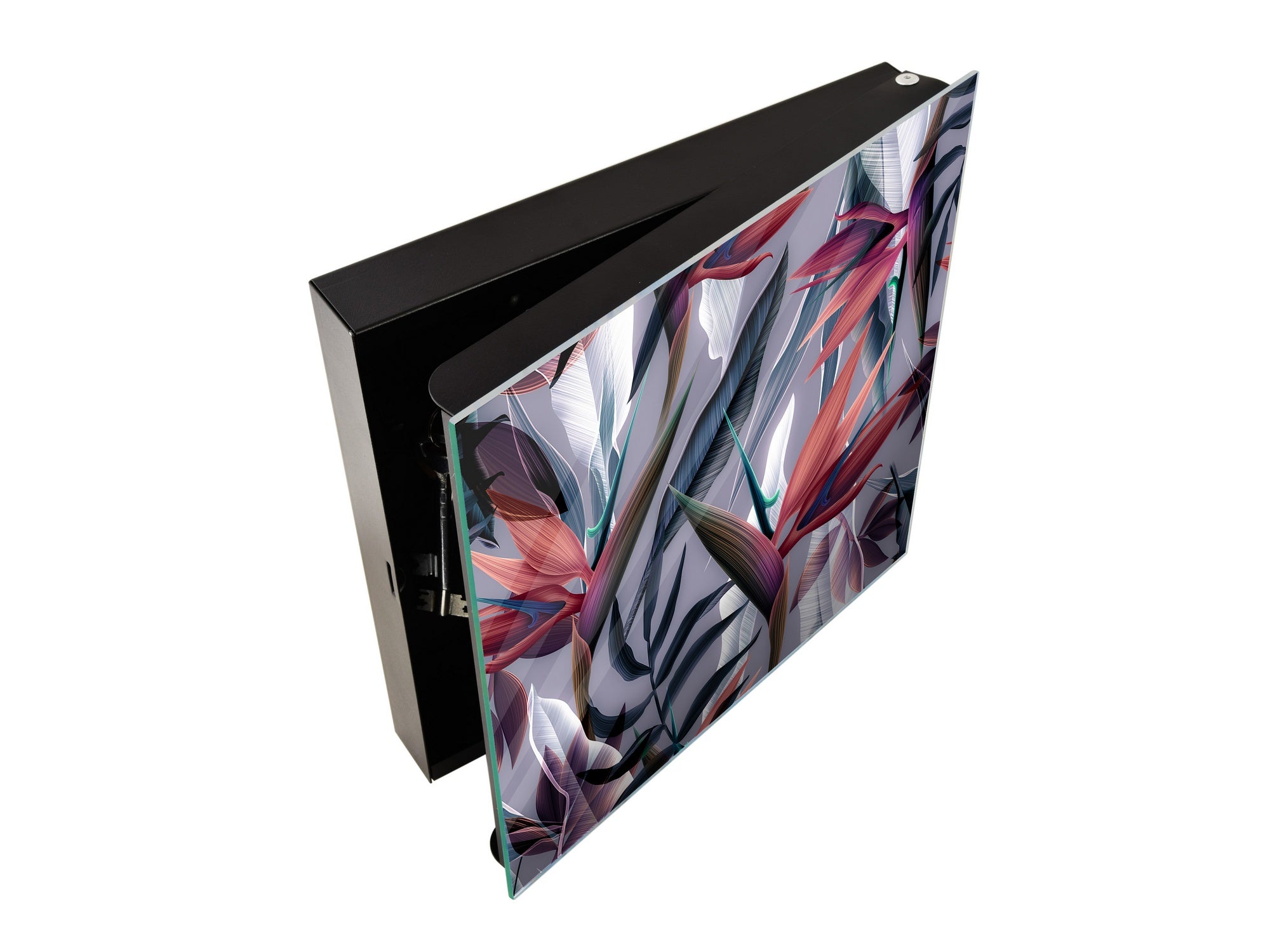 Key Cabinet Storage Box with Frameless Glass White Board KN16 Textures Series : Tropical wallpaper 3