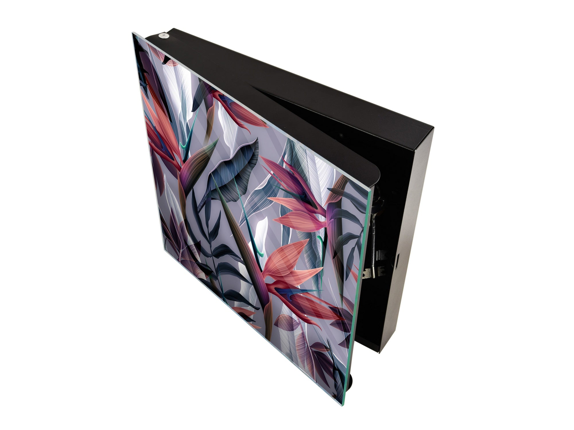 Key Cabinet Storage Box with Frameless Glass White Board KN16 Textures Series : Tropical wallpaper 3