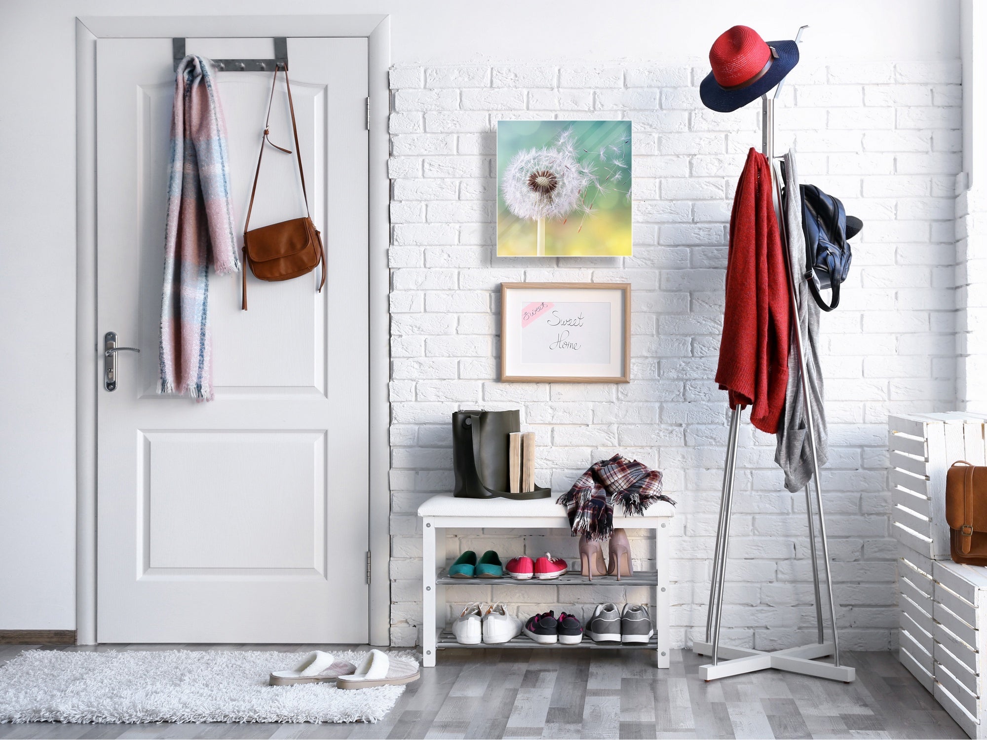 Decorative Key Box with Magnetic Glass Dry-Erase Board KN14 Nature series : Dandelion