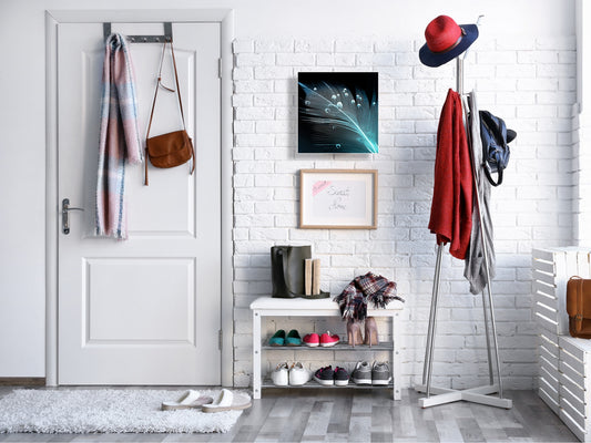 Wall Mounted Key Holder and Magnetic Dry-Erase Glass Board KN19  Miscellaneous Series : Feather water drops