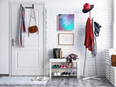 Decorative Key Box with Magnetic Glass Dry-Erase Board KN14 Nature series : Transparent turqoise leaves