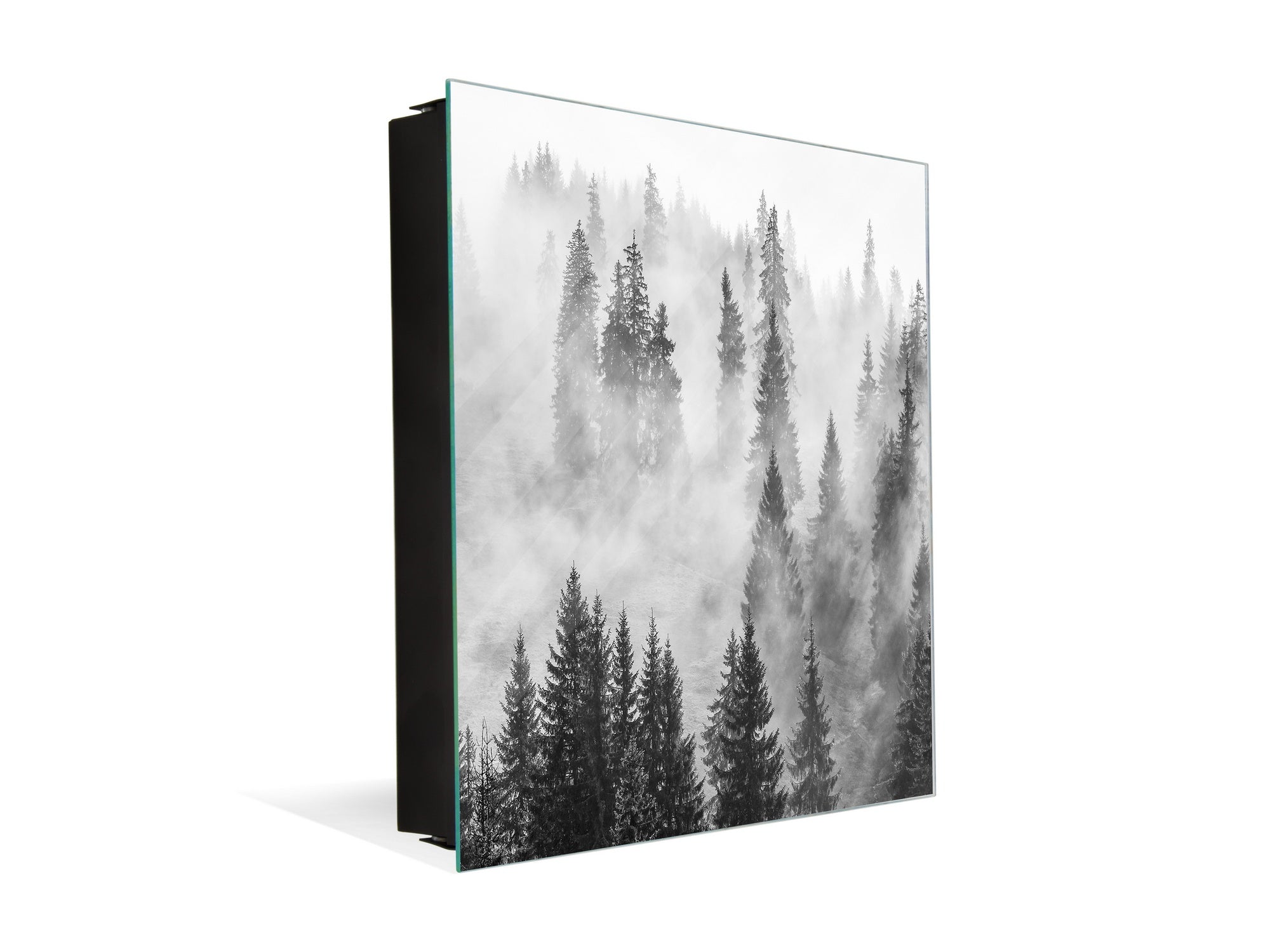 Wall Mounted Key Holder and Magnetic Dry-Erase Glass Board KN19  Miscellaneous Series : Foggy forest