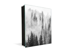 Wall Mounted Key Holder and Magnetic Dry-Erase Glass Board KN19  Miscellaneous Series : Foggy forest