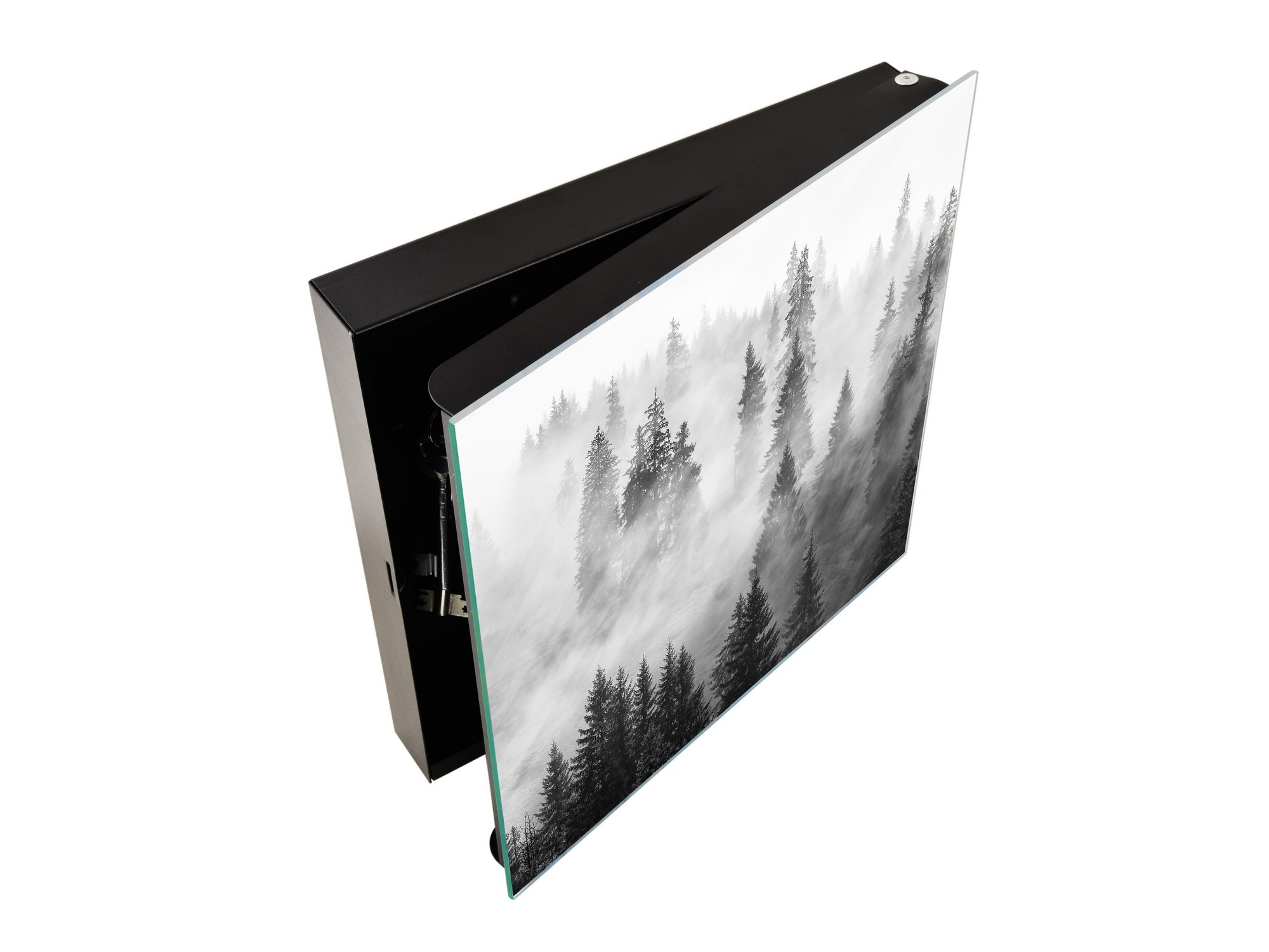 Wall Mounted Key Holder and Magnetic Dry-Erase Glass Board KN19  Miscellaneous Series : Foggy forest