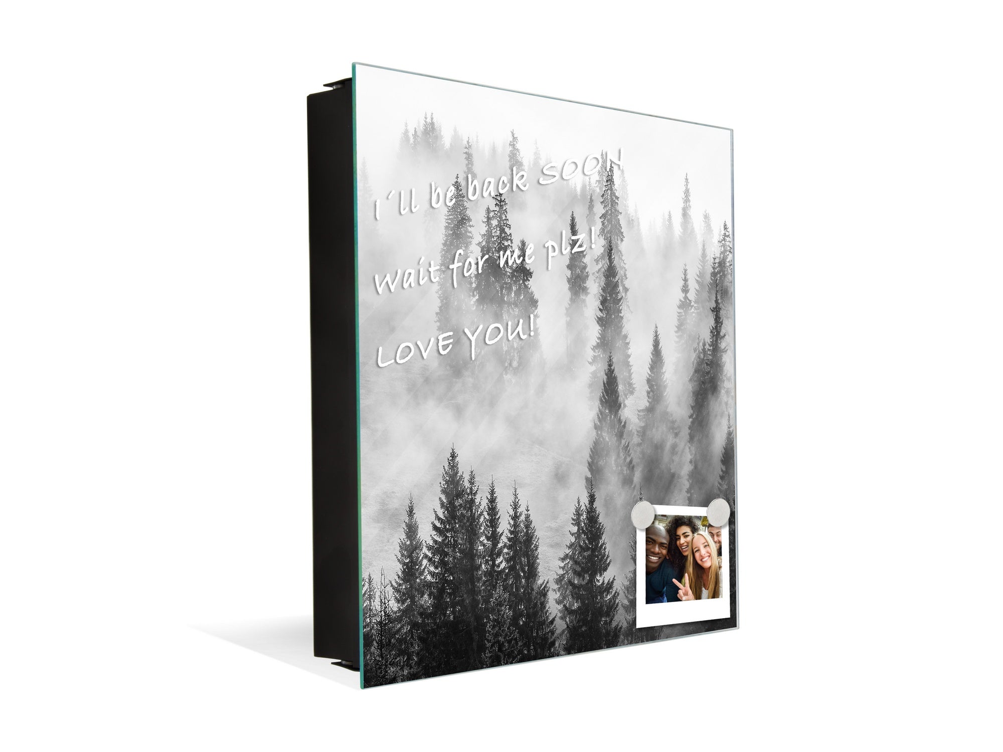 Wall Mounted Key Holder and Magnetic Dry-Erase Glass Board KN19  Miscellaneous Series : Foggy forest