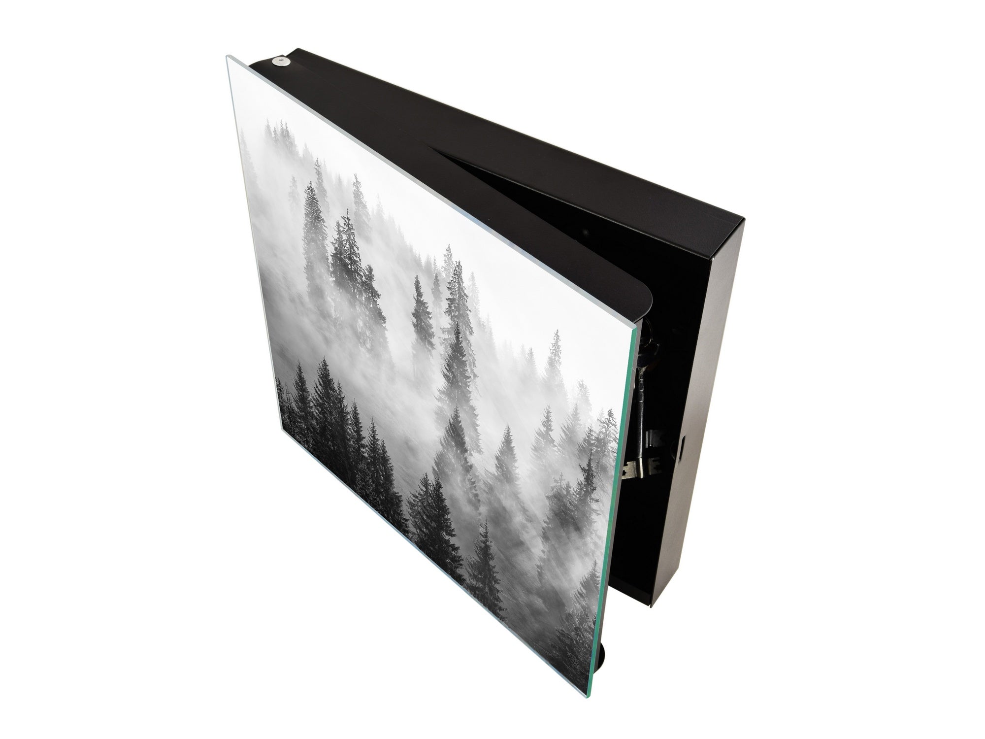 Wall Mounted Key Holder and Magnetic Dry-Erase Glass Board KN19  Miscellaneous Series : Foggy forest