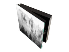 Wall Mounted Key Holder and Magnetic Dry-Erase Glass Board KN19  Miscellaneous Series : Foggy forest
