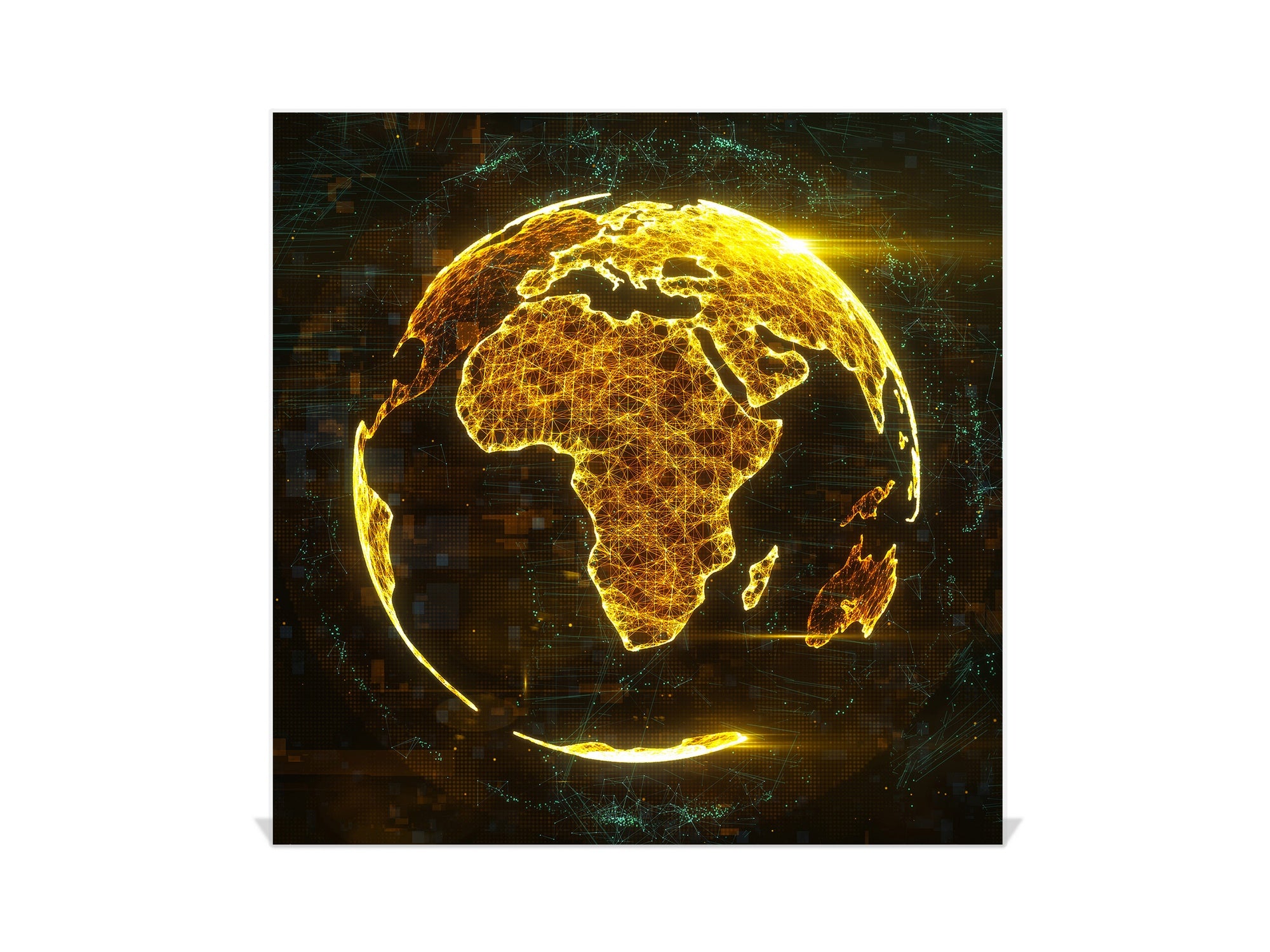 Wall Mounted Key Holder and Magnetic Dry-Erase Glass Board KN19  Miscellaneous Series : Digital globe 1