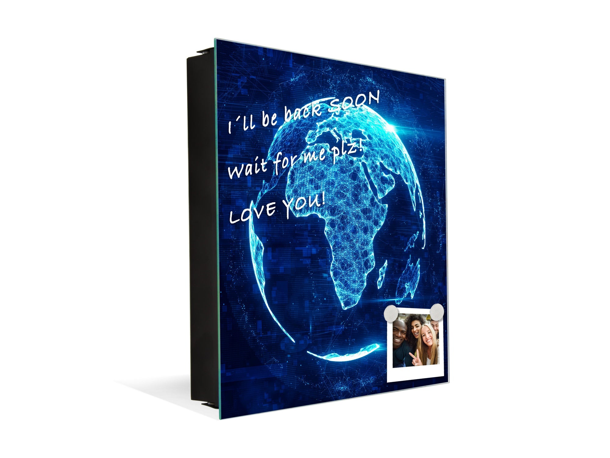 Wall Mounted Key Holder and Magnetic Dry-Erase Glass Board KN19  Miscellaneous Series : Digital globe 2