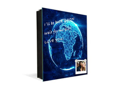 Wall Mounted Key Holder and Magnetic Dry-Erase Glass Board KN19  Miscellaneous Series : Digital globe 2