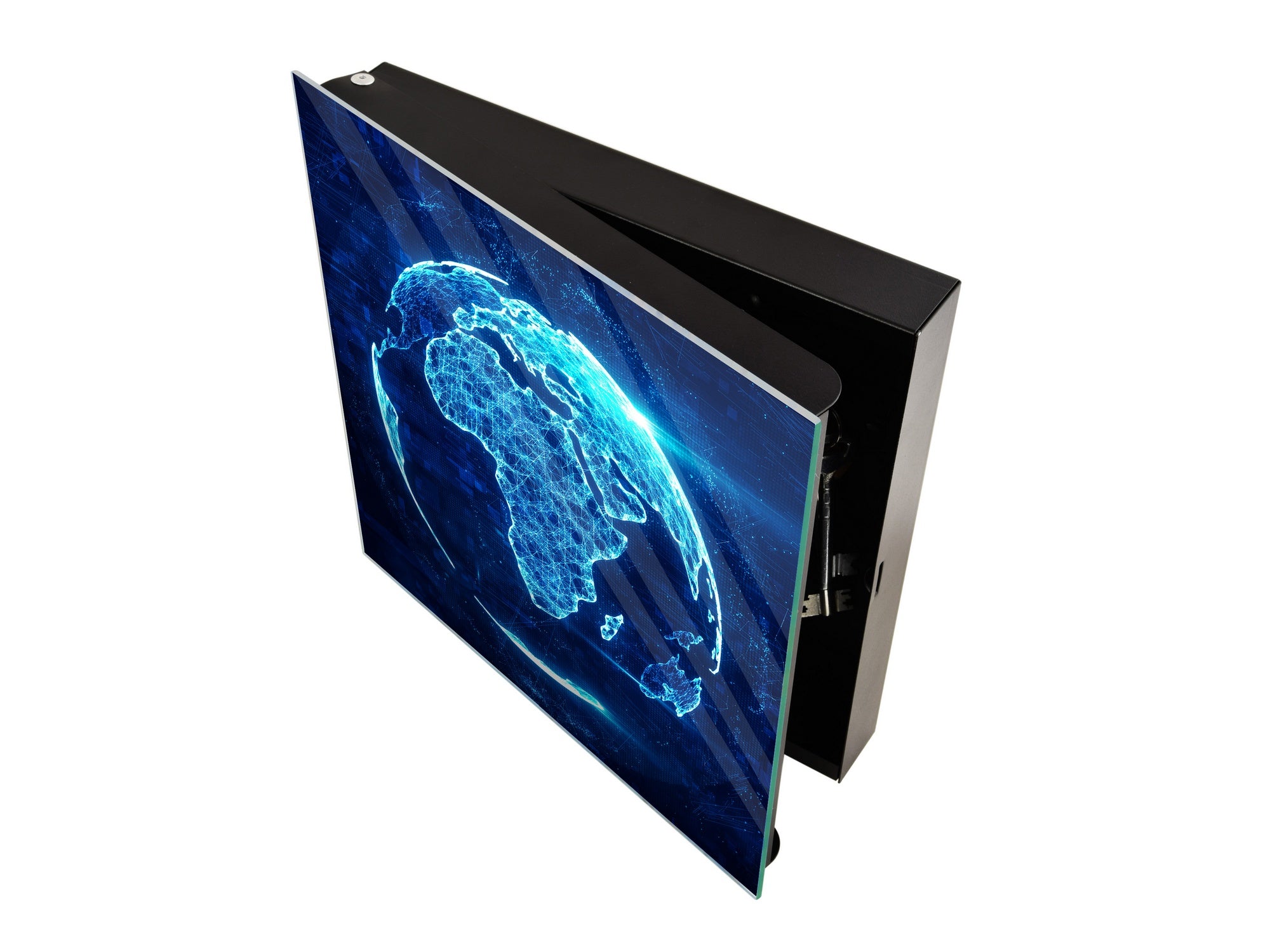 Wall Mounted Key Holder and Magnetic Dry-Erase Glass Board KN19  Miscellaneous Series : Digital globe 2