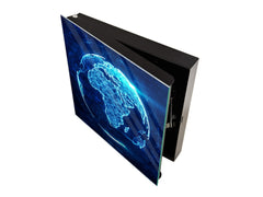 Wall Mounted Key Holder and Magnetic Dry-Erase Glass Board KN19  Miscellaneous Series : Digital globe 2