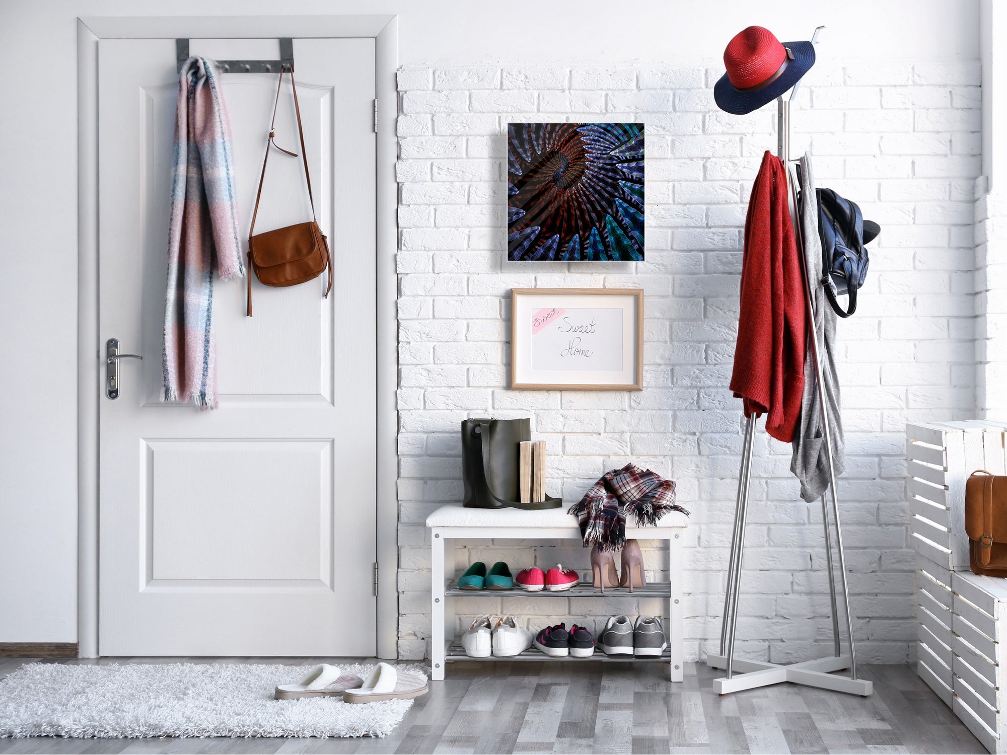 Wall Mounted Key Holder and Magnetic Dry-Erase Glass Board KN19  Miscellaneous Series : Colour fireworks