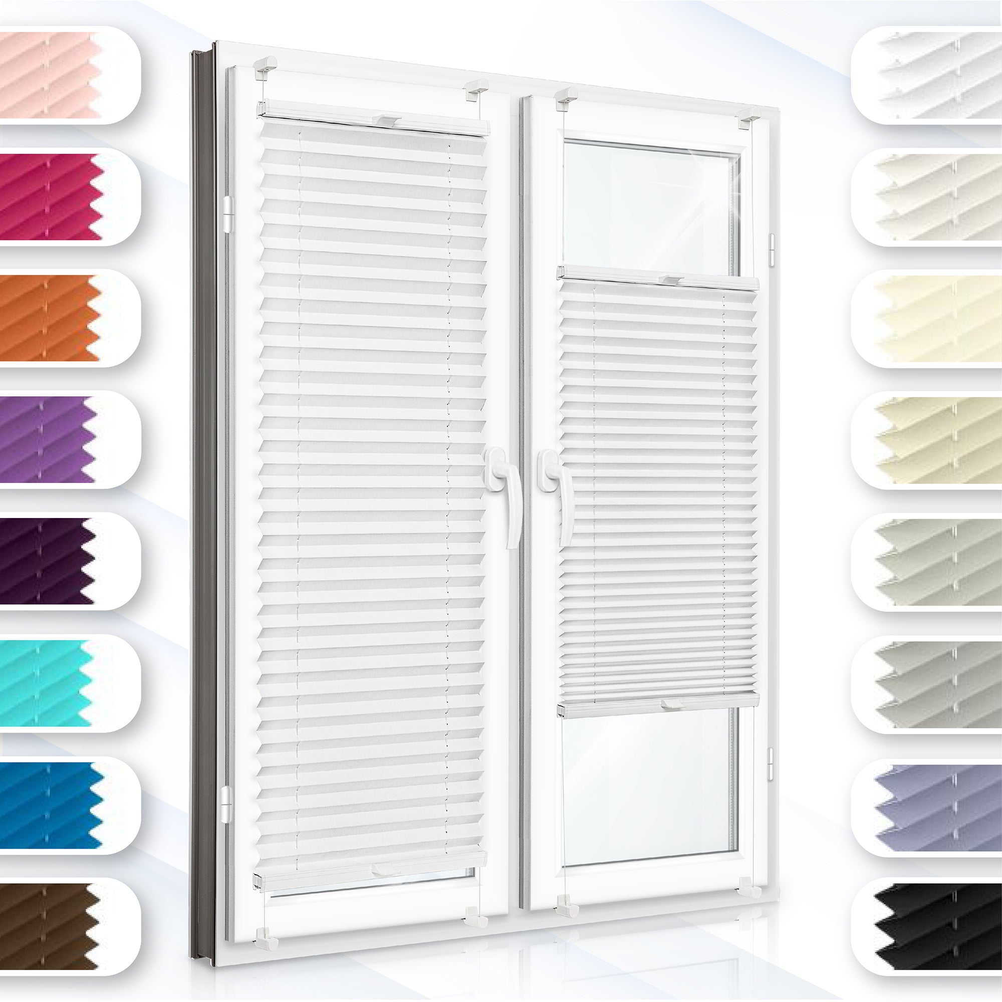 Concept Blinds Plissee nach Maß OHNE Bohren – Premium Kollektion 18 Stofffarben – Schnelle und einfache Montage